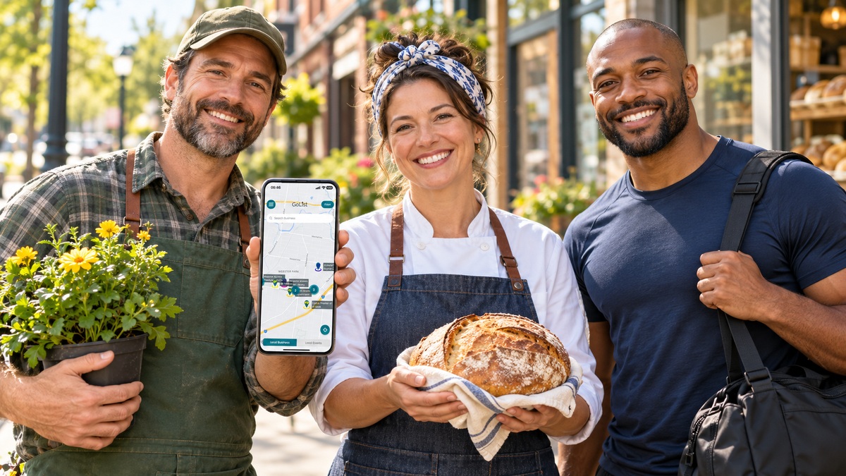 Illustrations of a butcher, gardener, baker, fitness trainer and tradesperson